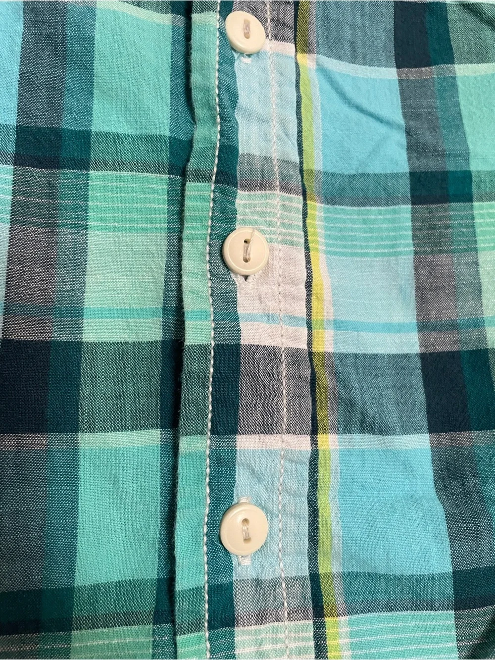 OshKosh B'gosh 100% Cotton Size 3T Teal & Blue Plaid Button-Down Shirt